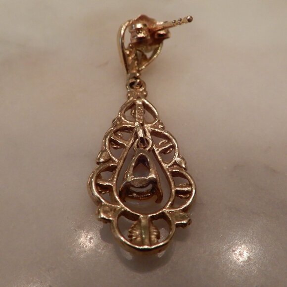 Single 14K Yellow Gold and Opal Dangle Earring - Picture 5 of 5